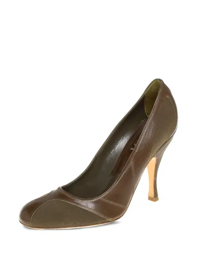 Pre-owned Dior 105mm Two-tone Leather Pumps In Brown