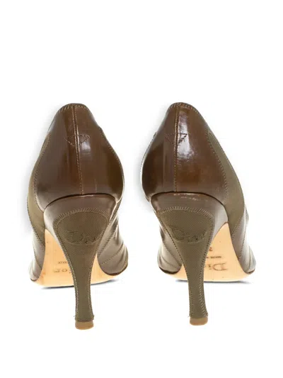 Pre-owned Dior 105mm Two-tone Leather Pumps In Brown