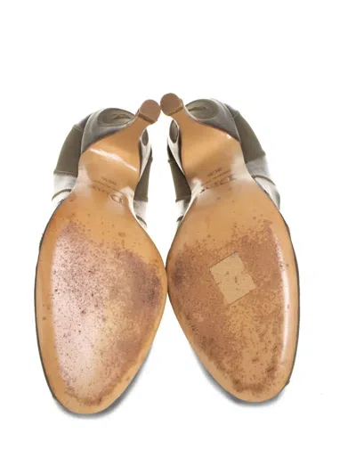 Pre-owned Dior 105mm Two-tone Leather Pumps In Brown