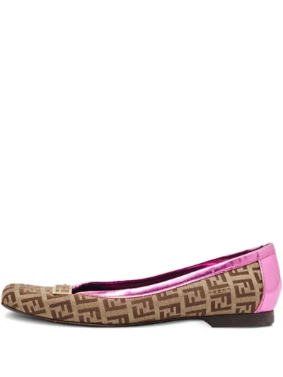 Pre-owned Fendi Zucca-patterned Ballet Flats