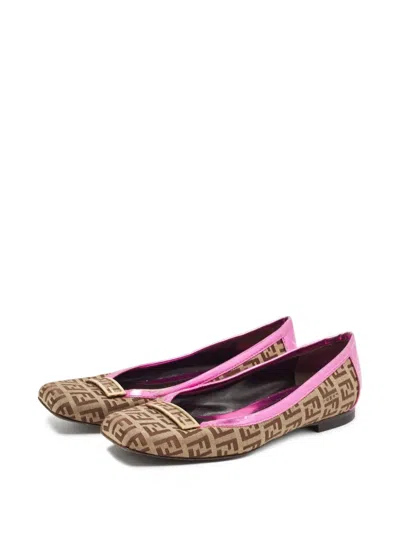 Pre-owned Fendi Zucca-patterned Ballet Flats