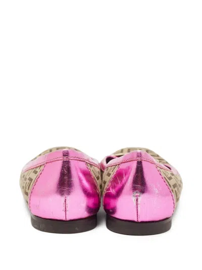 Pre-owned Fendi Zucca-patterned Ballet Flats