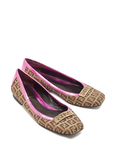 Pre-owned Fendi Zucca-patterned Ballet Flats