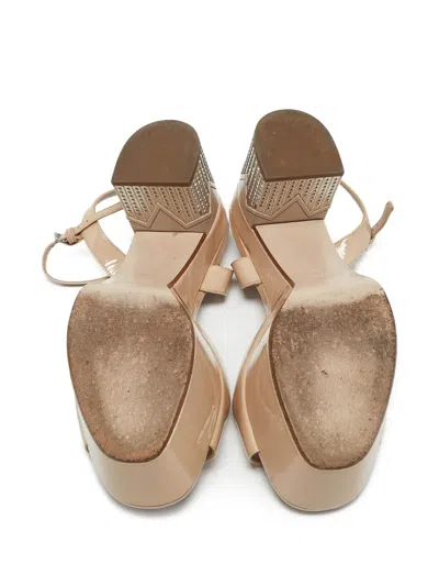 Pre-owned Miu Miu 70mm Patent Leather Sandals In Neutral