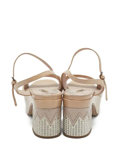Pre-owned Miu Miu 70mm Patent Leather Sandals In Neutral
