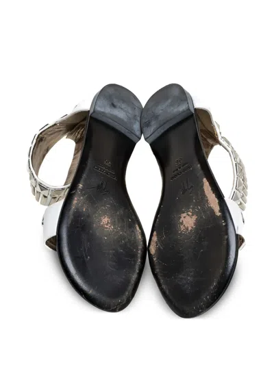 Pre-owned Giuseppe Zanotti Vintage  Studded Flat Sandals In White