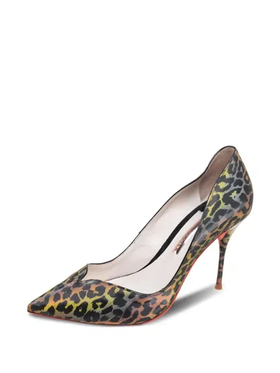 Pre-owned Sophia Webster  95mm Leopard-print Pumps In Black