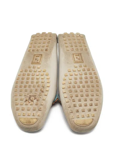 Pre-owned Fendi Floral-appliqué Loafers In Gray