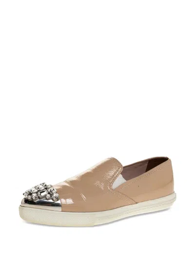 Pre-owned Miu Miu Bejeweled Slip-on Sneakers