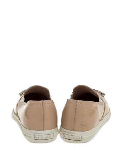 Pre-owned Miu Miu Bejeweled Slip-on Sneakers