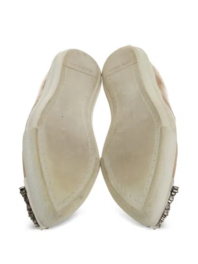 Pre-owned Miu Miu Bejeweled Slip-on Sneakers