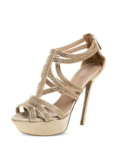 Pre-owned Sergio Rossi Vintage  140mm Platform Sandals In Neutral