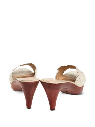 Pre-owned Miu Miu 85mm Leather Mule Sandals In White