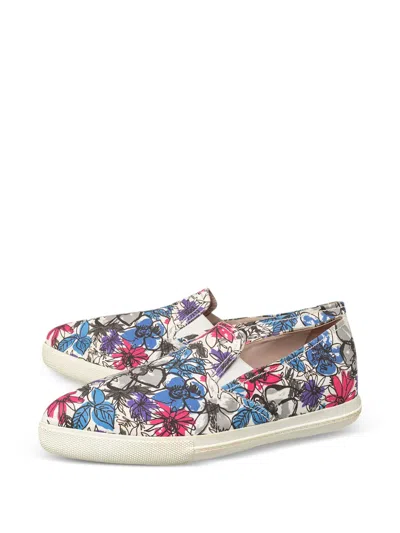 Pre-owned Miu Miu Floral-print Slip-on Trainers