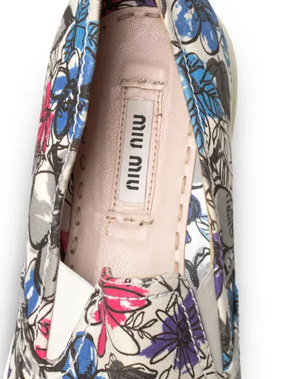 Pre-owned Miu Miu Floral-print Slip-on Trainers