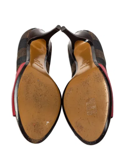Pre-owned Fendi 80mm Peep-toe Heeled Pumps In Red