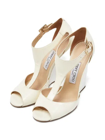 Pre-owned Jimmy Choo Leather Wedge Sandals