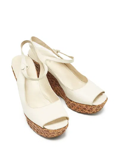 Pre-owned Prada 110mm Leather Sandals In White