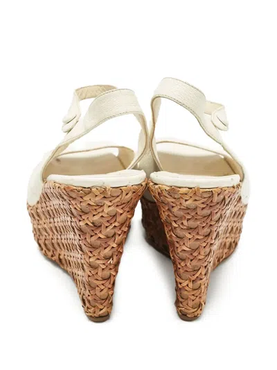 Pre-owned Prada 110mm Leather Sandals In White