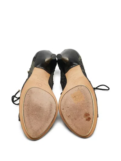 Pre-owned Carolina Herrera Vintage  110mm Lace-up Mesh Sandals