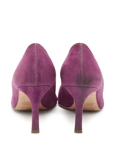Pre-owned Tod's Vintage Buckle-detail Pointed-toe Pumps In Purple
