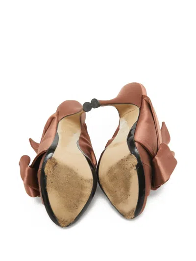 Pre-owned N°21 120mm Knotted Satin Sandals In Brown