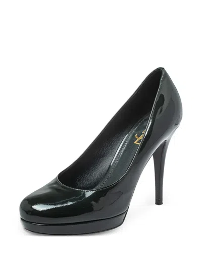 Pre-owned Saint Laurent 105mm Patent-leather Pumps In Green
