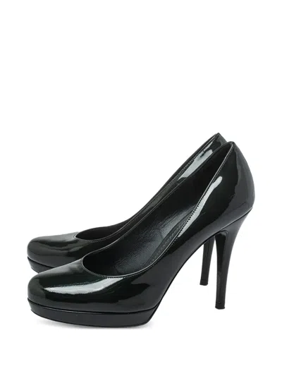 Pre-owned Saint Laurent 105mm Patent-leather Pumps In Green