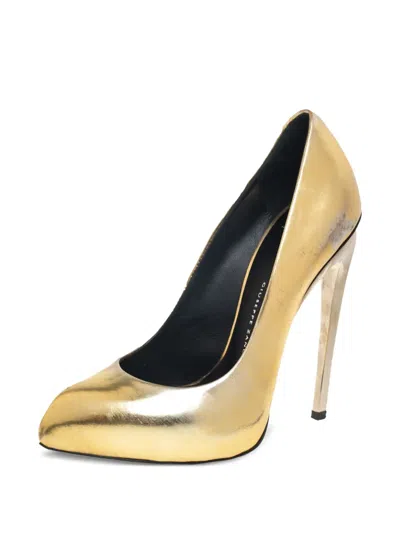 Pre-owned Giuseppe Zanotti Vintage 125mm Metallic Pointed-toe Pumps In Gold