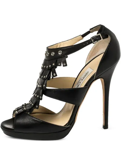 Pre-owned Jimmy Choo 130mm Fringed Pumps In Black