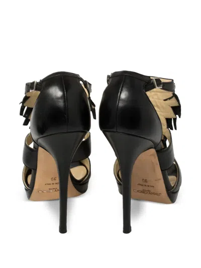 Pre-owned Jimmy Choo 130mm Fringed Pumps In Black