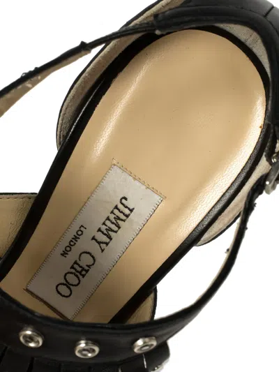 Pre-owned Jimmy Choo 130mm Fringed Pumps In Black