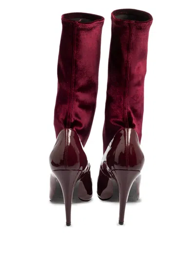 Pre-owned Balenciaga 110mm Leather Heeled Boots In Red