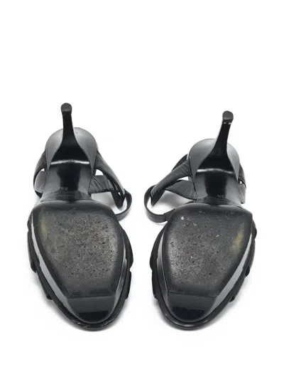 Pre-owned Saint Laurent 135mm Patent Platform Sandals In Black
