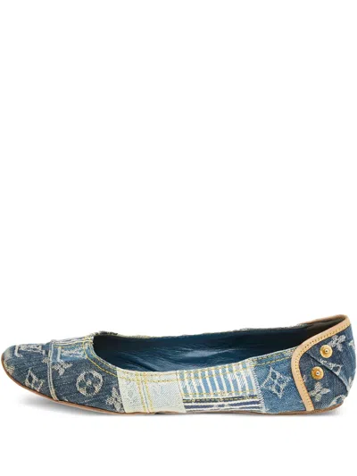 Pre-owned Louis Vuitton Monogram Denim Ballet Flats In Blue