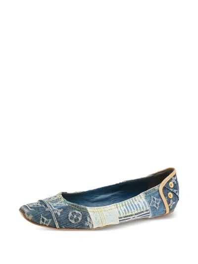 Pre-owned Louis Vuitton Monogram Denim Ballet Flats In Blue