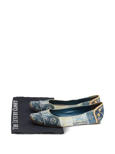 Pre-owned Louis Vuitton Monogram Denim Ballet Flats In Blue