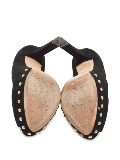 Pre-owned Alexander Mcqueen 110mm Stud-embellished Peep-toe Pumps In Black