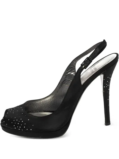 Pre-owned Stuart Weitzman  120mm Peep-toe Stiletto Heels In Black