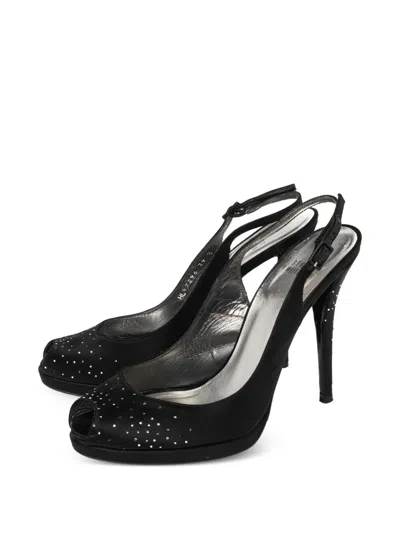 Pre-owned Stuart Weitzman  120mm Peep-toe Stiletto Heels In Black