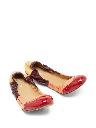 Pre-owned Miu Miu Patchwork Patent Ballet Flats In Red
