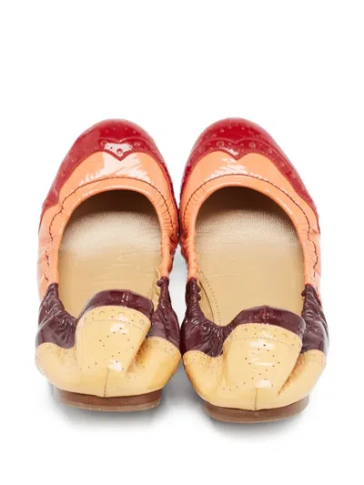 Pre-owned Miu Miu Patchwork Patent Ballet Flats In Red