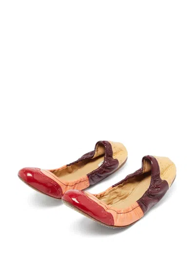 Pre-owned Miu Miu Patchwork Patent Ballet Flats In Red