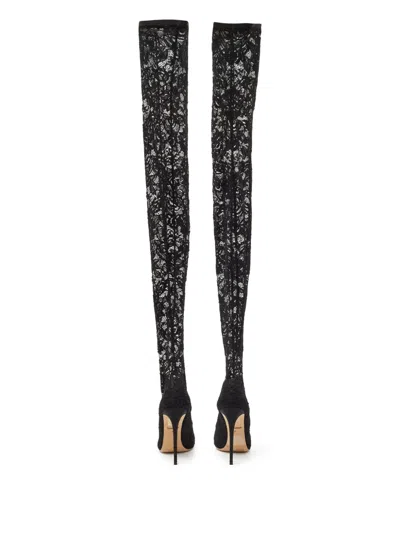Pre-owned Dolce & Gabbana 110mm Lace Knee-length Boots