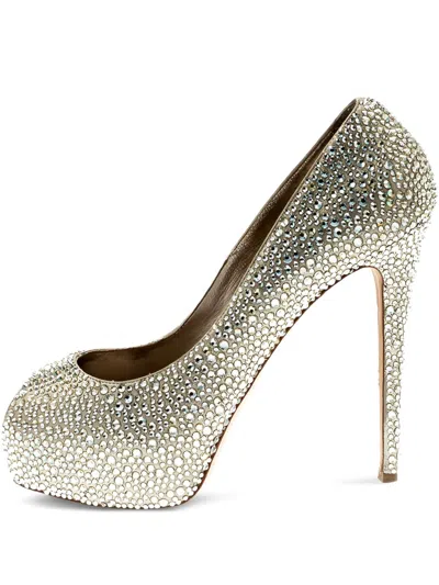 Pre-owned Le Silla 135mm Rhinestone-embellished Pumps In Gold