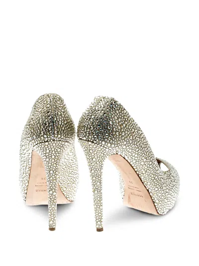 Pre-owned Le Silla 135mm Rhinestone-embellished Pumps In Gold