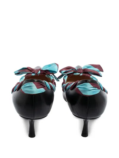 Pre-owned Fendi 70mm Ribbon-trimmed Pointed-toe Pumps In Black