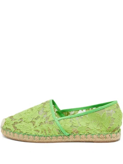 Pre-owned Valentino Garavani Floral-lace Espadrilles In Green