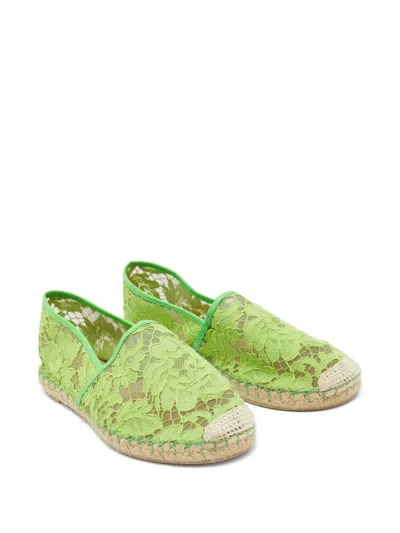 Pre-owned Valentino Garavani Floral-lace Espadrilles In Green