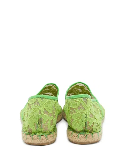 Pre-owned Valentino Garavani Floral-lace Espadrilles In Green